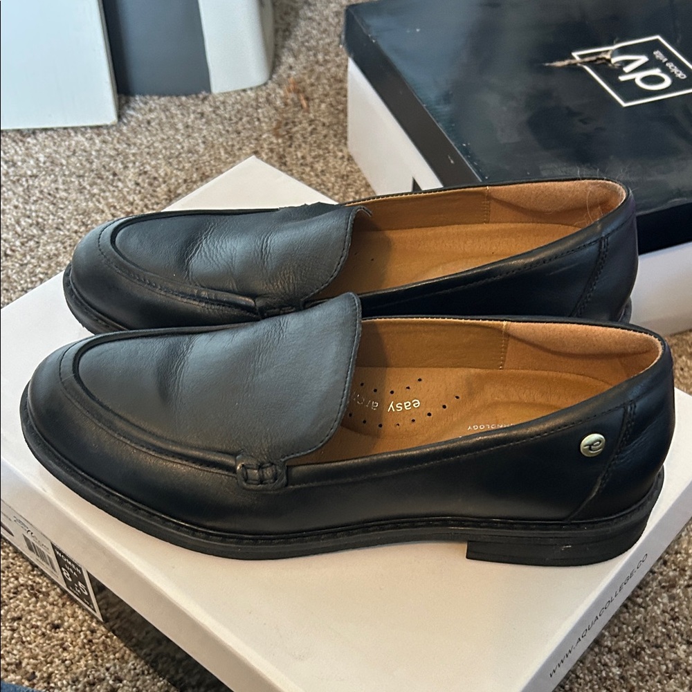 Easy Spirit Black Leather Slip-On Loafers for Men